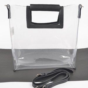 Clear Transparent Large Crossbody Tote - W/ Black Accents - NWT